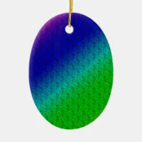 Floral Blue Green Rainbow Gradient Diagonal Blend Ceramic Ornament