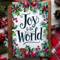 Joy to the World Christmas Wreath Kitchen Towel