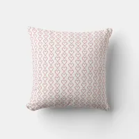 Cute Christmas Candy Cane Hearts Red & White Throw Pillow