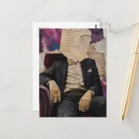 Person Without A Face Mixed Media Collage Postcard