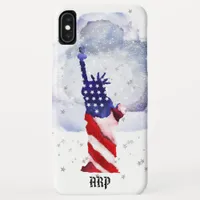 *~* USA Flag Clouds Statue of Liberty Silver Stars iPhone XS Max Case