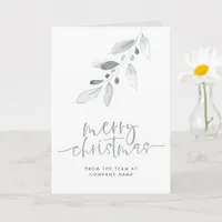 Modern Foliage Company Logo Script Merry Christmas Card