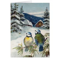 Vintage Winter Postcard With Birds