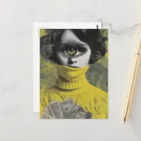 She sees money surreal postcard
