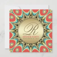 Metallic Sunflower Golden Dinner Party Invitations