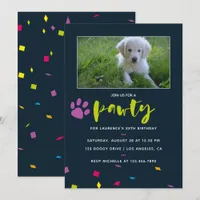 Dog or Puppy Birthday photo confetti invitation