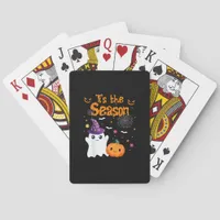 Tis Season Pumpkin Retro Groovy Vintage Halloween Poker Cards