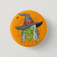 Green Witch Halloween Button