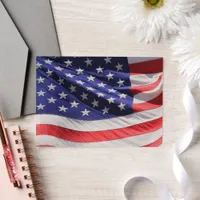 American Flag in the Wind Vellum Invitations