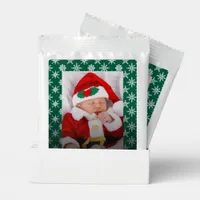 Santa Baby Custom Your Photo Snowflakes with Green Hot Chocolate Drink Mix