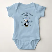 My First Christmas Penguin Snowflakes Baby Tee