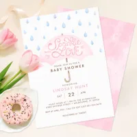 Pink Umbrella Sprinkle Baby Shower Invitation