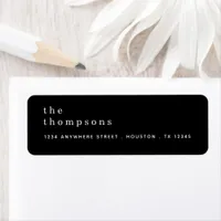 Minimalist Text Black White Name Return Address Label
