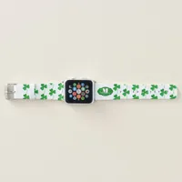 Green Sparkly Shamrocks Monogrammed St Patrick Apple Watch Band