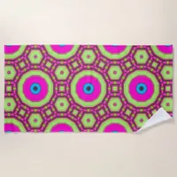 Pink Green Blue Abstract Beach Towel