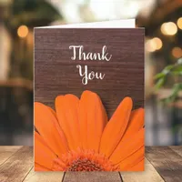 Rustic Orange Daisy and Barn Wood Thank You