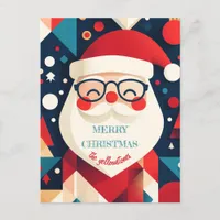 Geometric Santa Claus Holiday Postcard