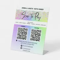 *~* RAINBOW - 2 QR PAYMENT -  Tabletop  Table Tent Pedestal Sign