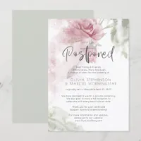 Postponed Wedding Watercolor Dusty Rose Pink Flora Invitation