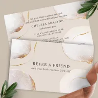 Abstract Watercolor Glittering Luxury Elegant Gold Referral Card