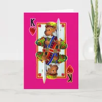 Teddy Bear King of Hearts Greeting Card