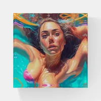 Beautiful Woman Under Water AI Art Paperweight