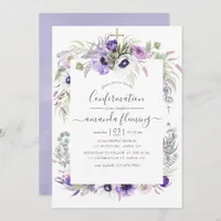 Dusty Violet Watercolor Floral Confirmation Invitation