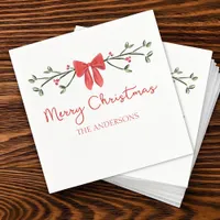 Personalized Christmas Cute Coquette Bow Trendy Napkins