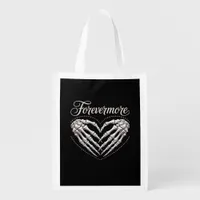 More Skeleton Hands Heart Gothic Halloween Grocery Bag