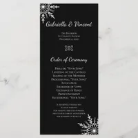 Black and White Snowflakes Winter Wedding Program