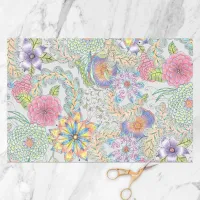 Vibrant Blossoms with Swirls of Vines and Leaves Tissue Paper