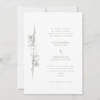 Elegant Baroque Sage Green Floral Formal Wedding Invitation