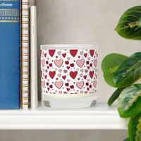Red and Pink Hearts and Roses Doodle Art Scented Candle