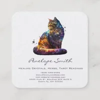 Watercolor Cat Square Business Cards