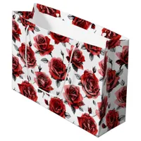 Beautiful Red Roses Illustration Style Valentine's Large Gift Bag