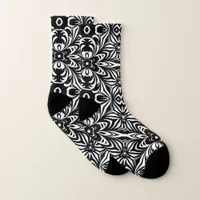 Black and White Elegant Stylish Damask Pattern Socks