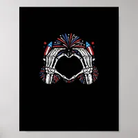 Skeleton Hand Heart USA Patriotic American Bold  Poster