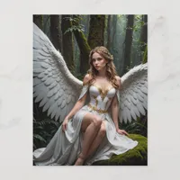 A Beautiful Angel in the Forest Postcard