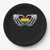 Lgbt Pride Skeleton Halloween Goth Heart Classic Paper Plates