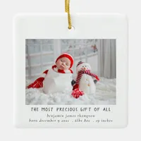 Newborn Photo Birth Christmas Birth Announcement  Ceramic Ornament