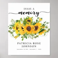 Funeral Share a Memory Sunflower Sign