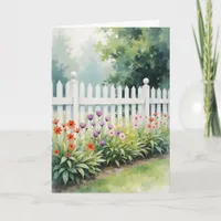 Picket Fence with Flowers Thinking of You Card