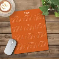 2025 Modern Minimalist Burnt Orange Calendar Mouse Pad