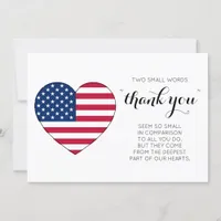 American Flag Personalized USA Heart Military Thank You Card