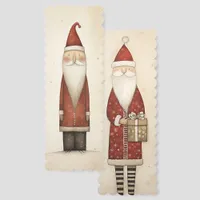 Whimsical Vintage Style Santas Two-sided Bookmarks