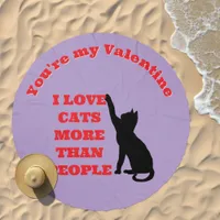 Cat Valentine I Love Cats More Than People purple Beach Towel