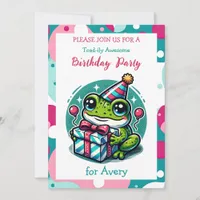 Cute Frog Themed Girl's Birthday Party Invitation
