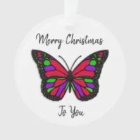 Merry Christmas Holiday Butterfly Holiday Keepsake Ornament