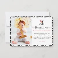 Cute Holy Cow Girl Funny Pink Baby First Birthday Thank You Card