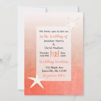 Coral  Starfish Beach  Wedding Invitations